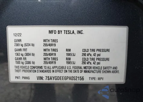 2023 Tesla Model Y Awd/Long Range Dual Motor All-Wheel Drive from USA, damaged, VIN 7SAYGDEE6PA052156